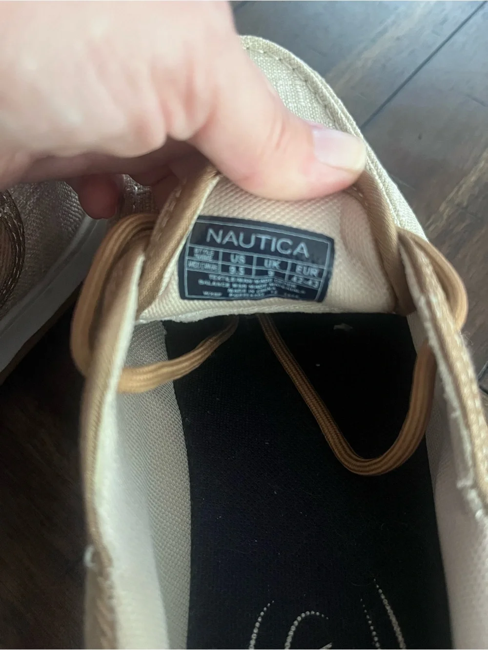 Nautica Men’s Canvas Boat Shoes in Beige and Brown